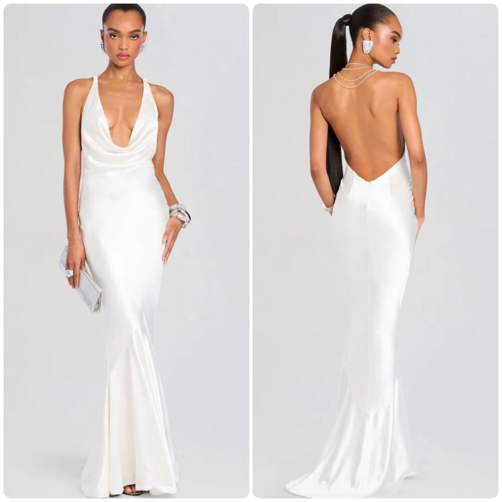 Retrofete Eve Maxi Open Back Dress Ivory Size XXS